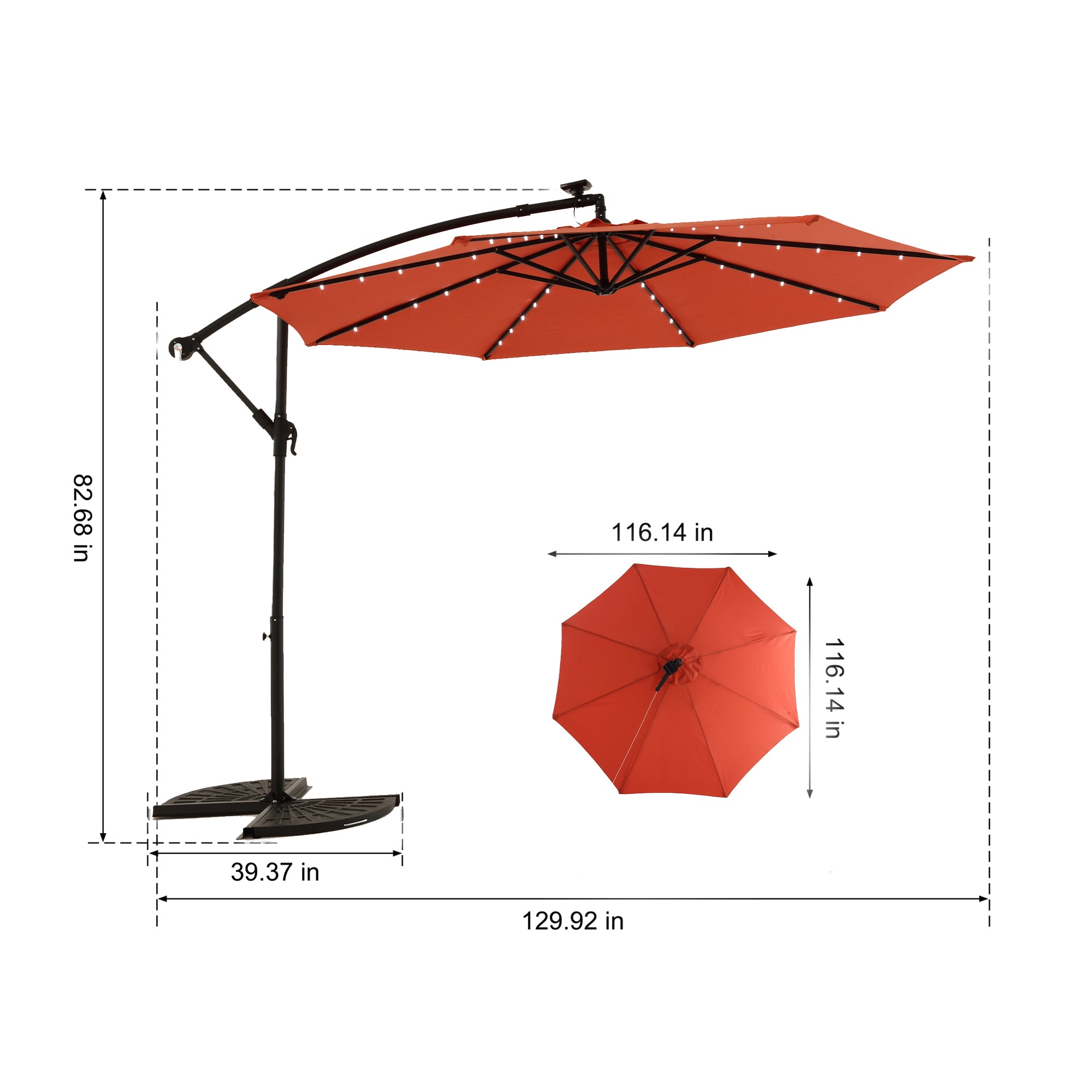 10 ft. Offset Hanging Outdoor Market Umbrella with Solar LED BOHFPU02ORG