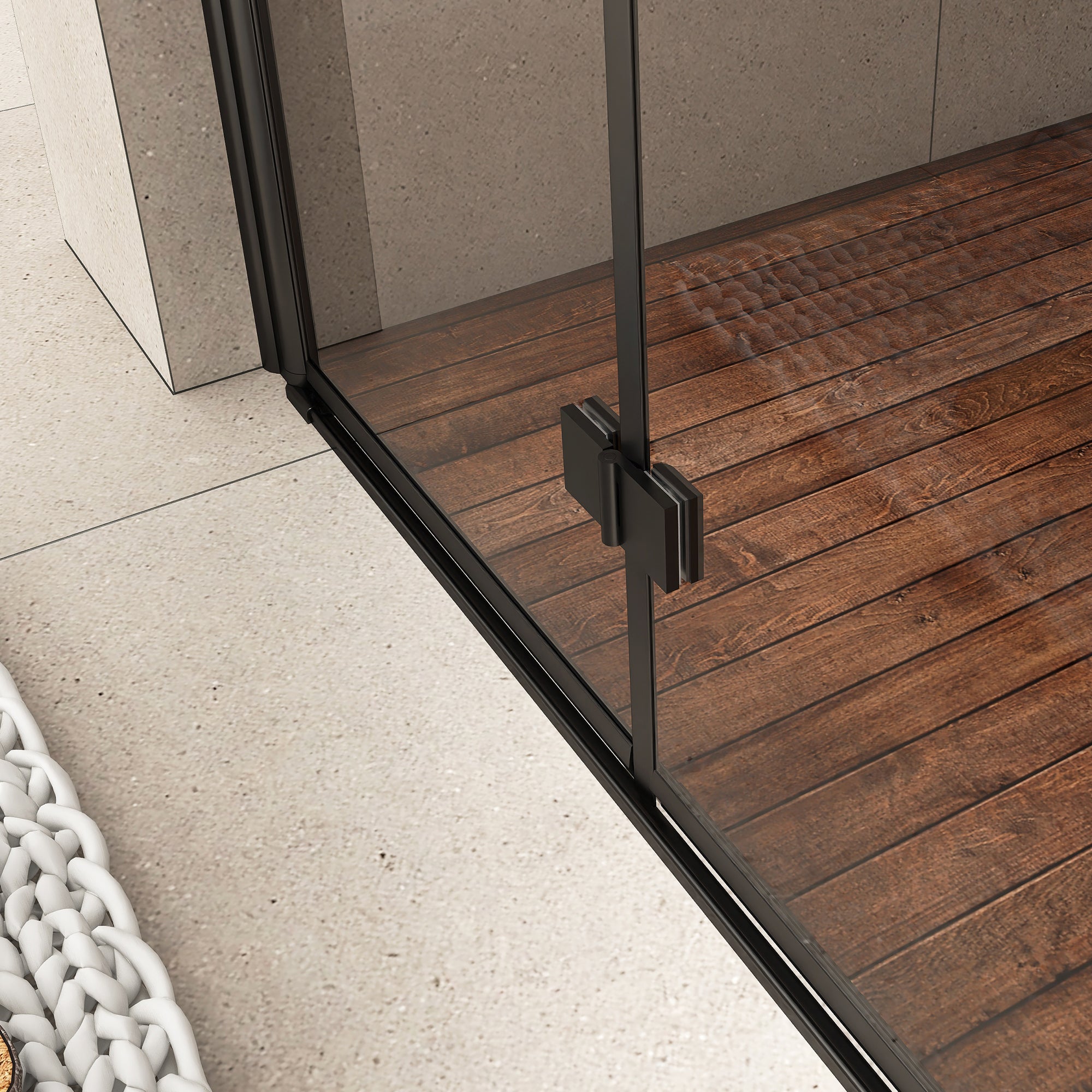 Staykiwi Bi-Fold Semi-Frameless Shower Doors In Matte Black With Clear Glass