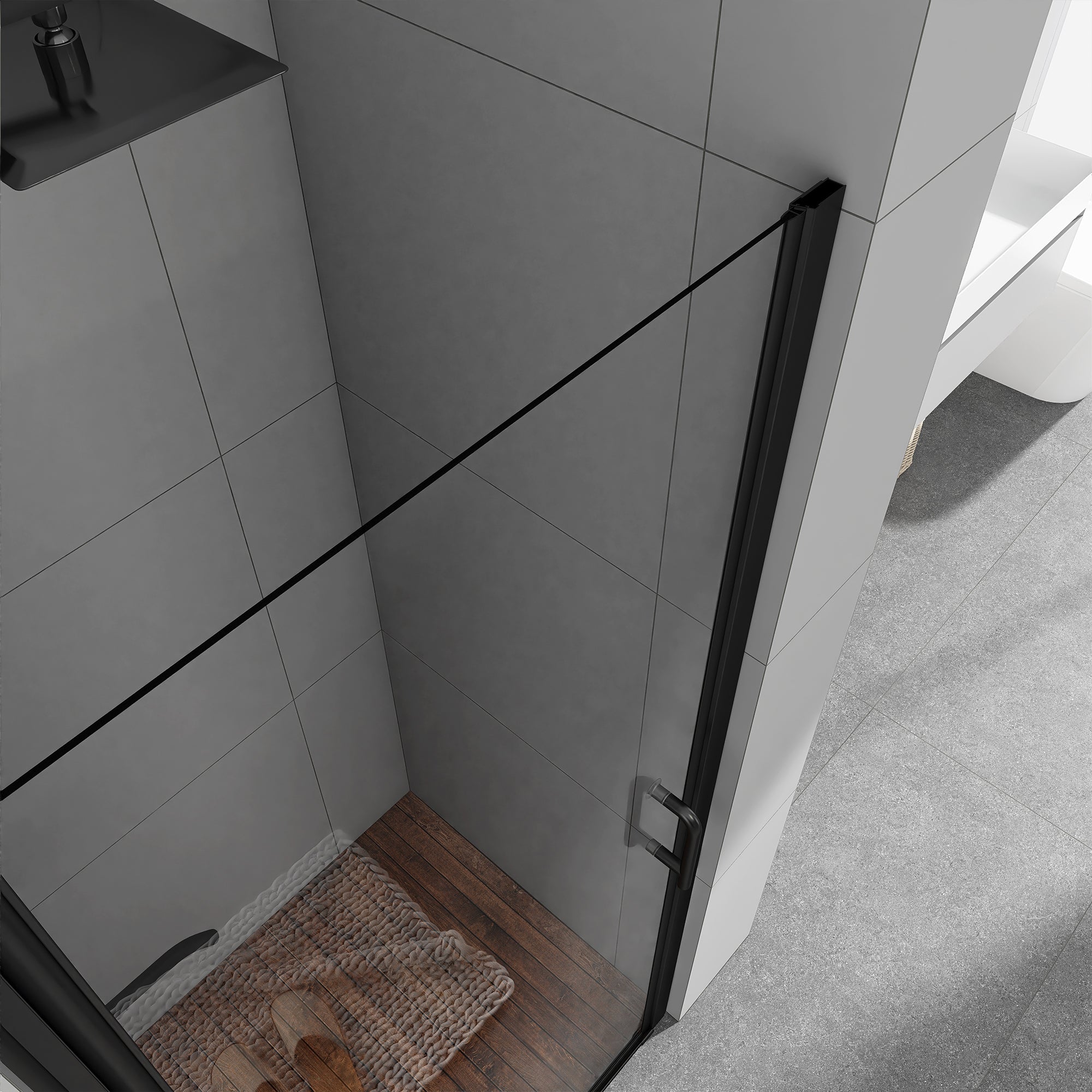 Staykiwi Pivot Semi-Frameless Shower Door with Clear Glass