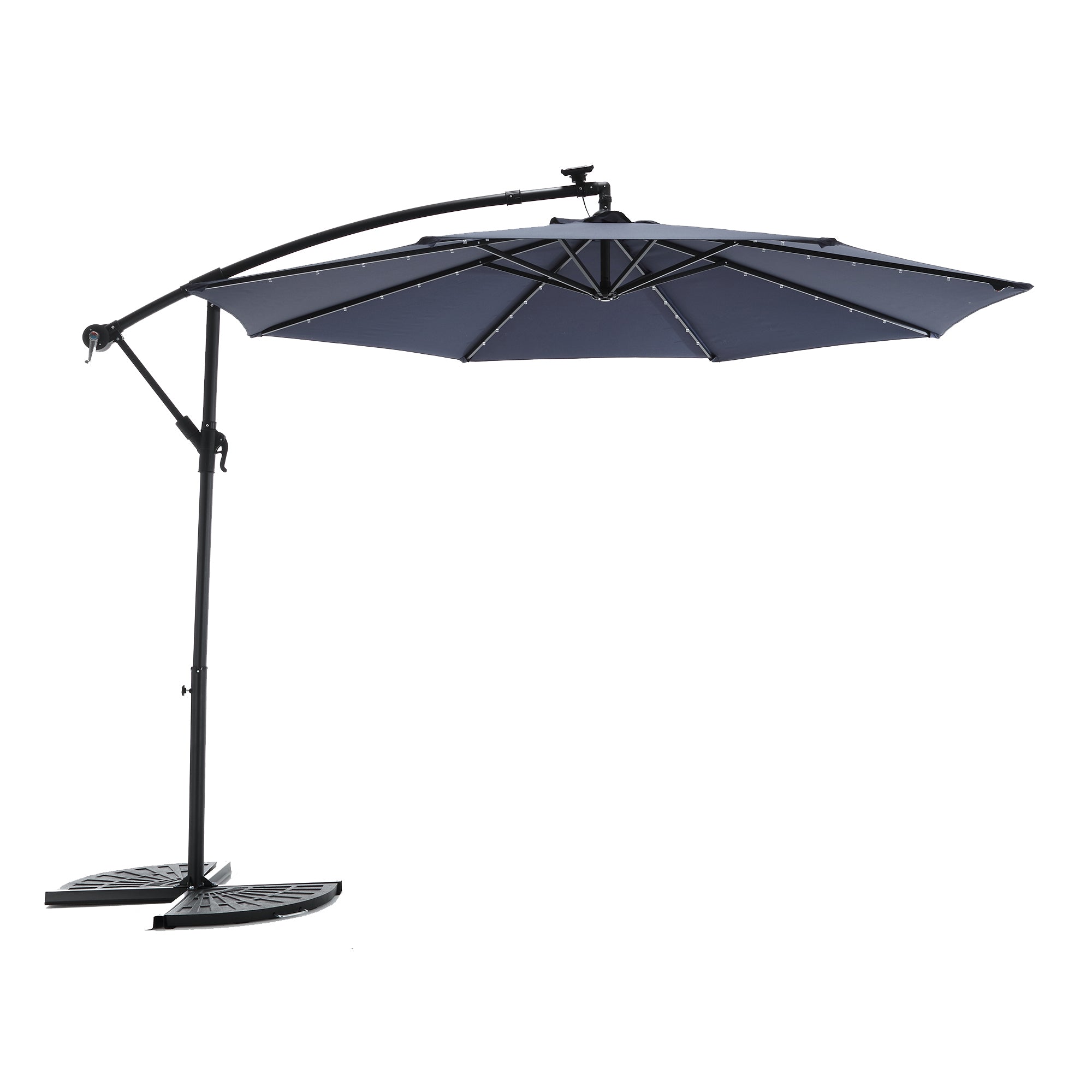 10 ft. Offset Hanging Outdoor Market Umbrella with Solar LED BOHFPU02NB