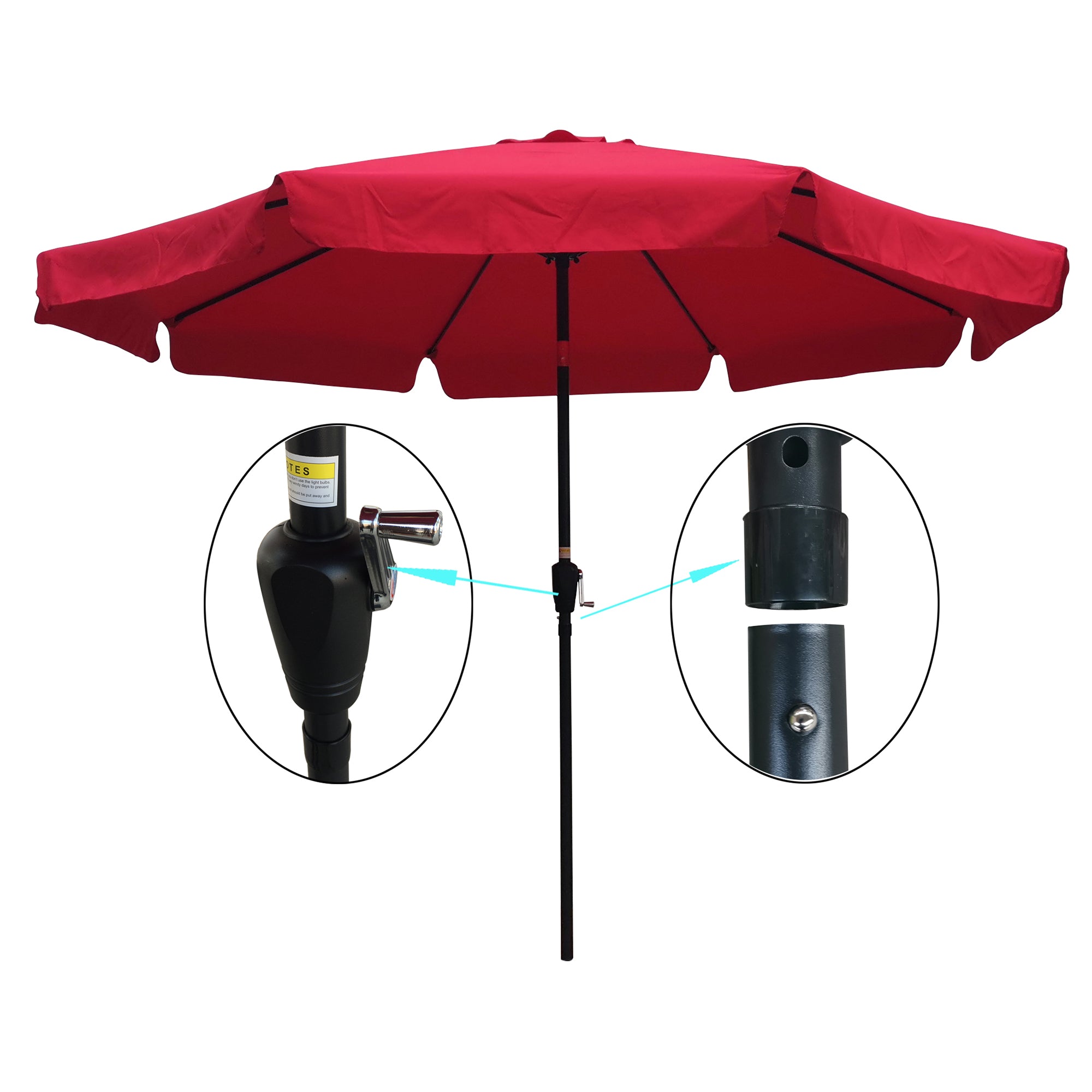 10 ft. Outdoor Patio Umbrella with 8pcs ribs and crank with Push Button Tilt