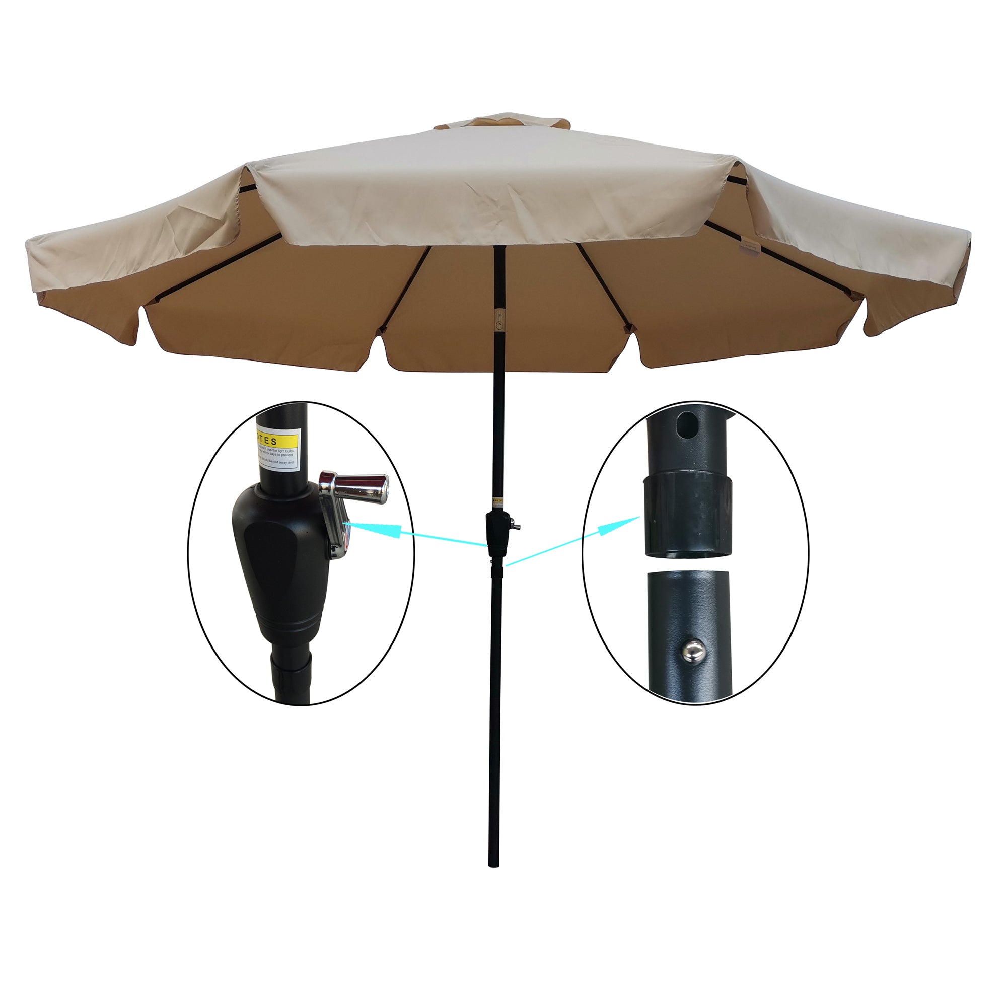 10 ft. Outdoor Patio Umbrella with 8pcs ribs and crank with Push Button Tilt
