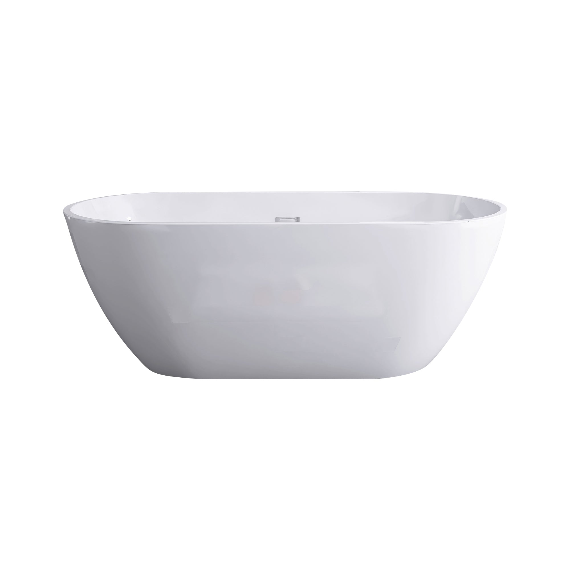 Staykiwi Acrylic Freestanding Soaking Bathtub in Glossy White with Chrome Drain