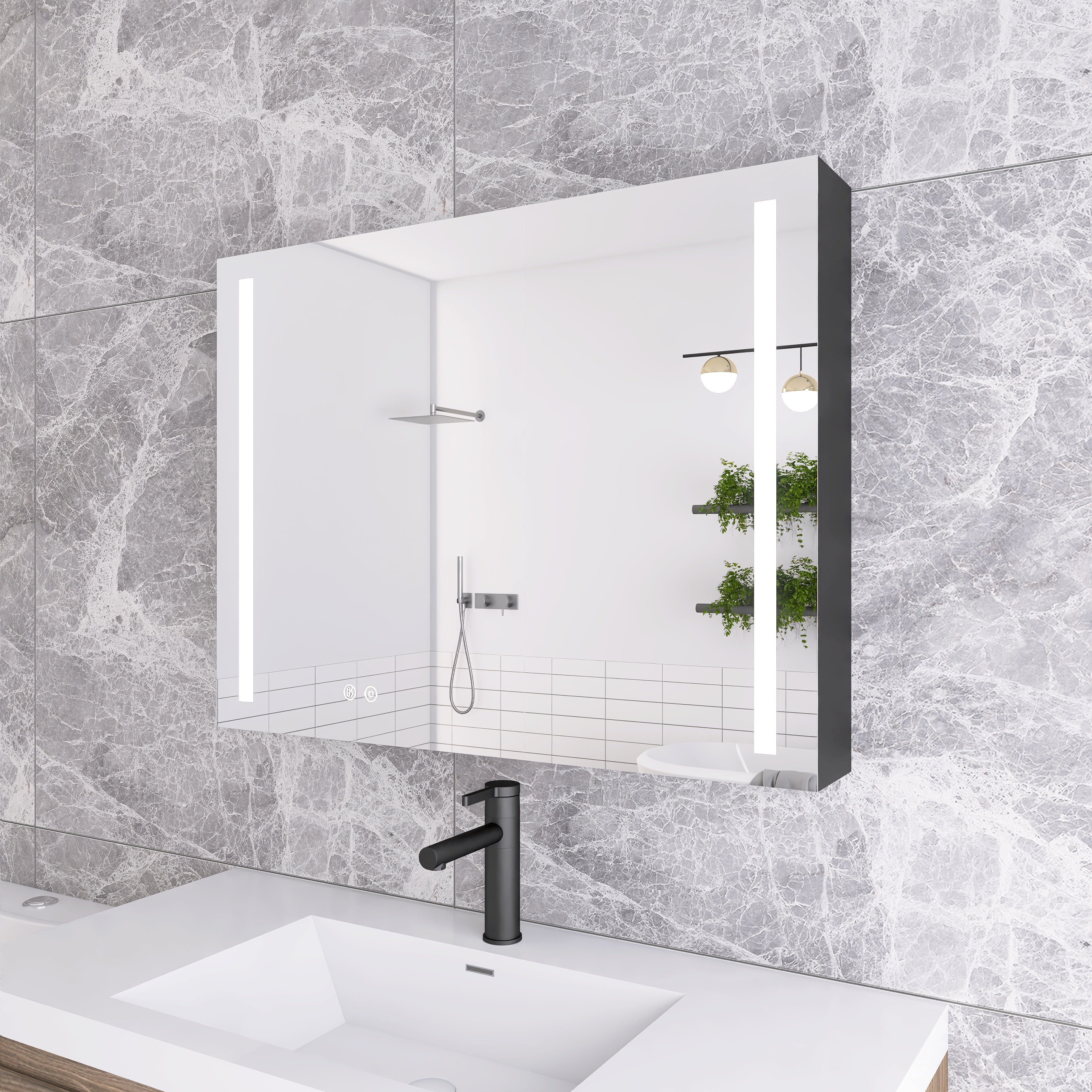 Staykiwi Surface Mount Bathroom Medicine Cabinet with Mirror and Shelves
