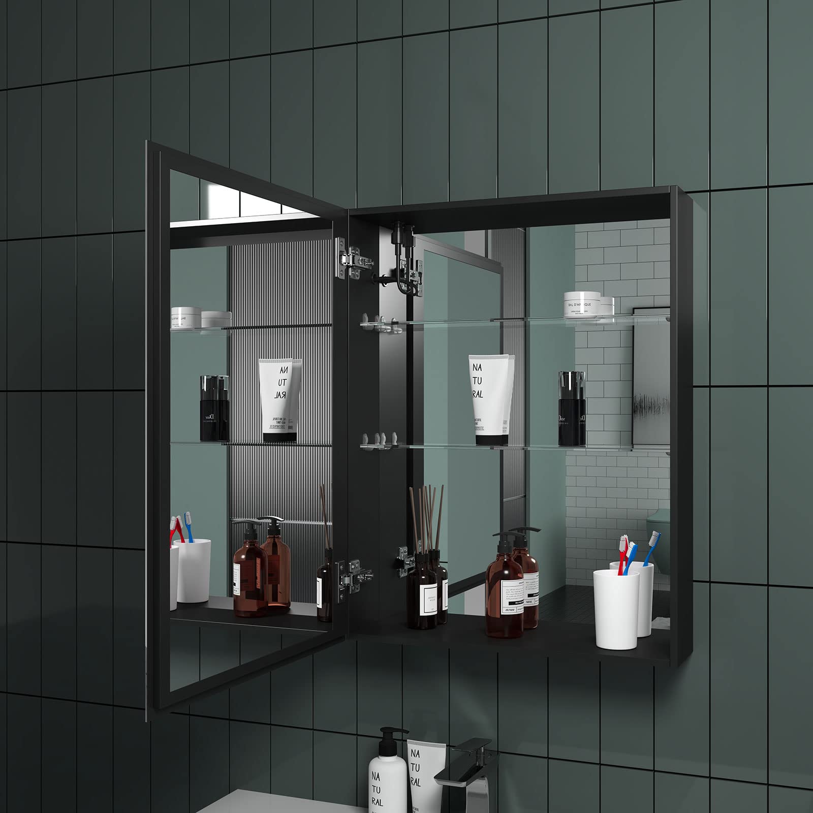 Staykiwi Surface Mount Bathroom Medicine Cabinet with Mirror and Shelves