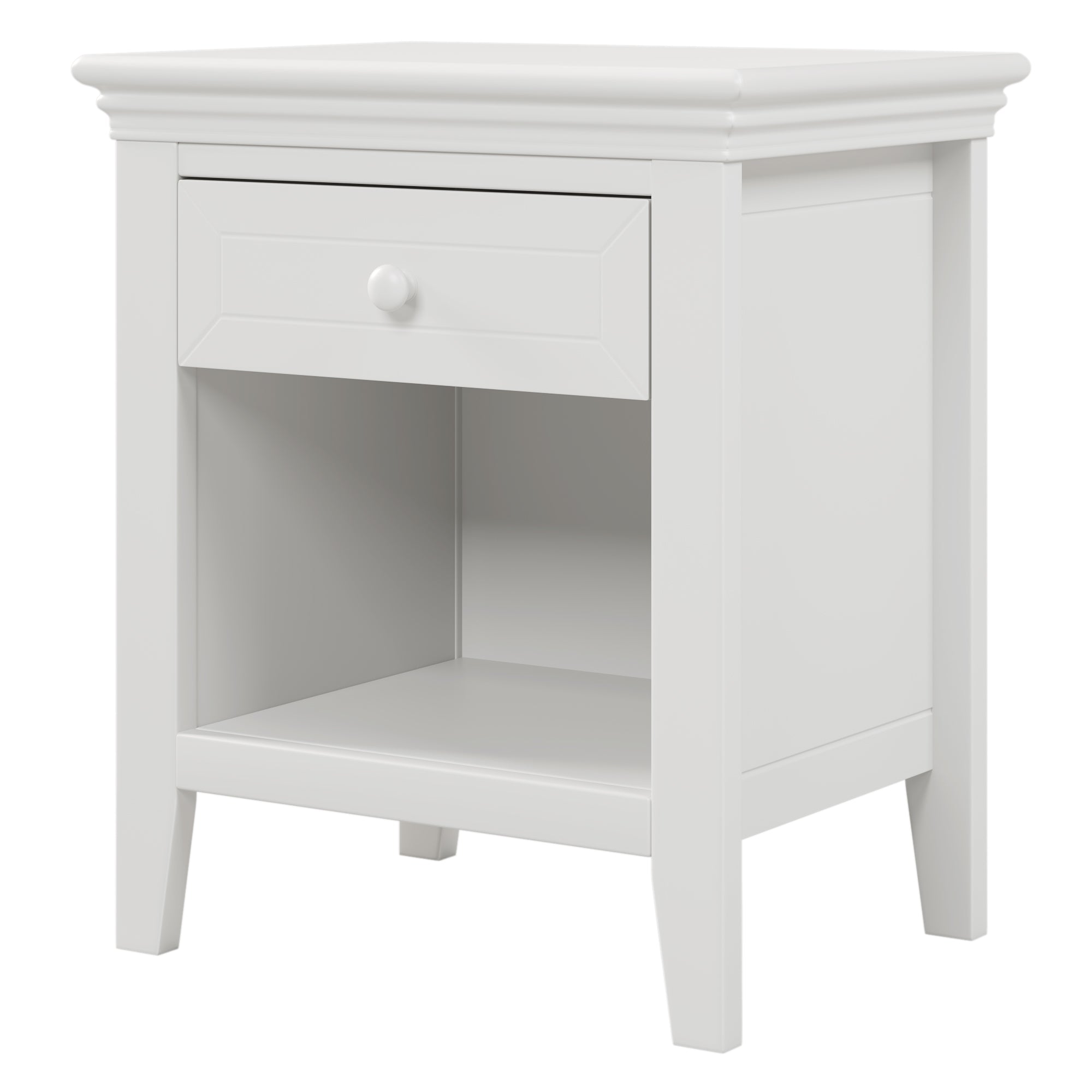 1-Drawer Solid Wood Nightstand in White