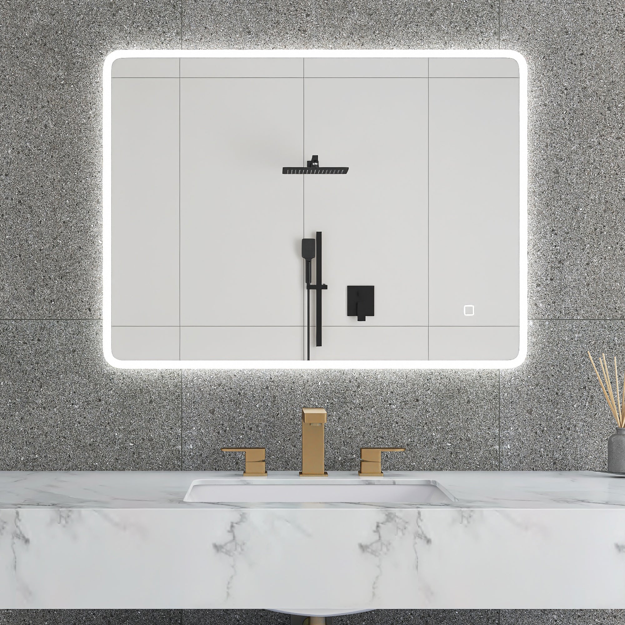 24" W x 32" H Rectangular Frameless Wall-Mount Anti-Fog LED Light Bathroom Vanity Mirror