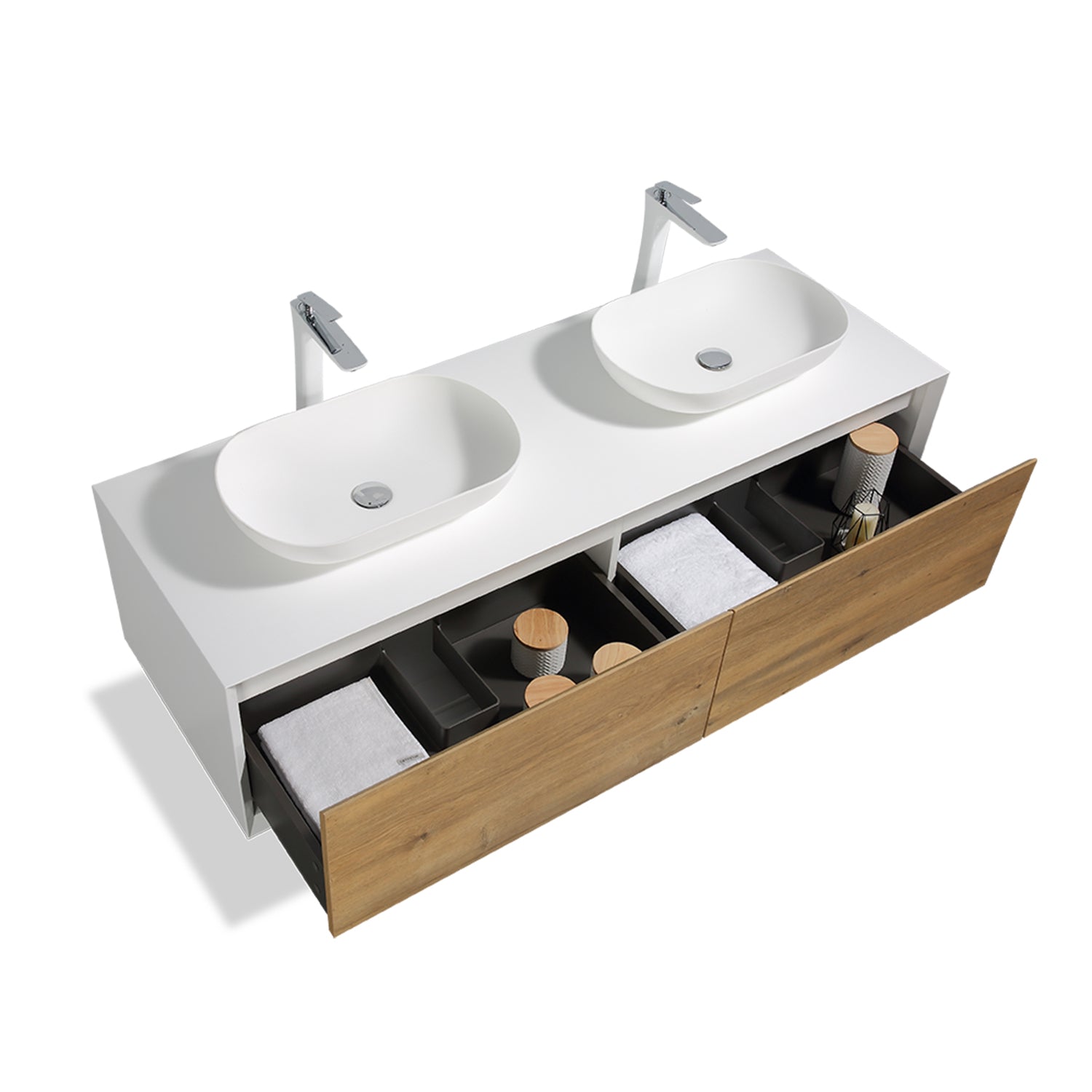 Staykiwi High-End Floating Bathroom Vanity with Solid Surface Top and Sink