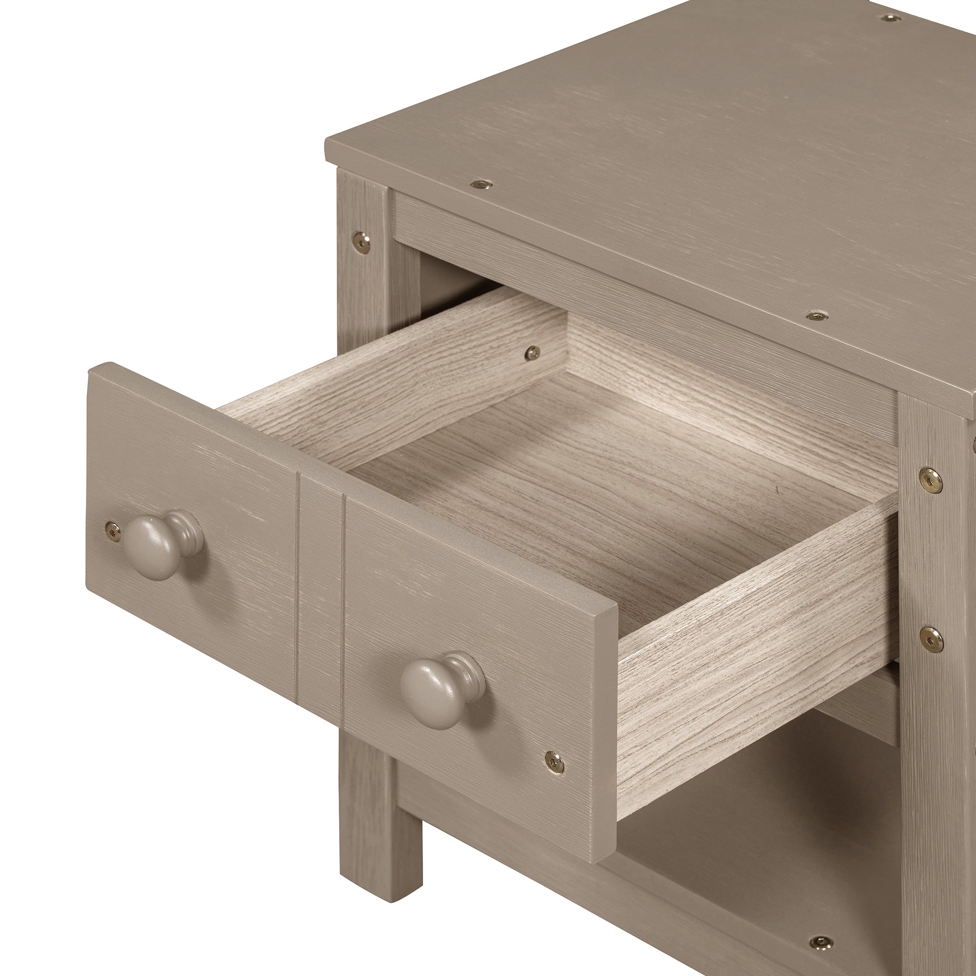 1-Drawer Wood Nightstand with Open Shelf (Set of 2)