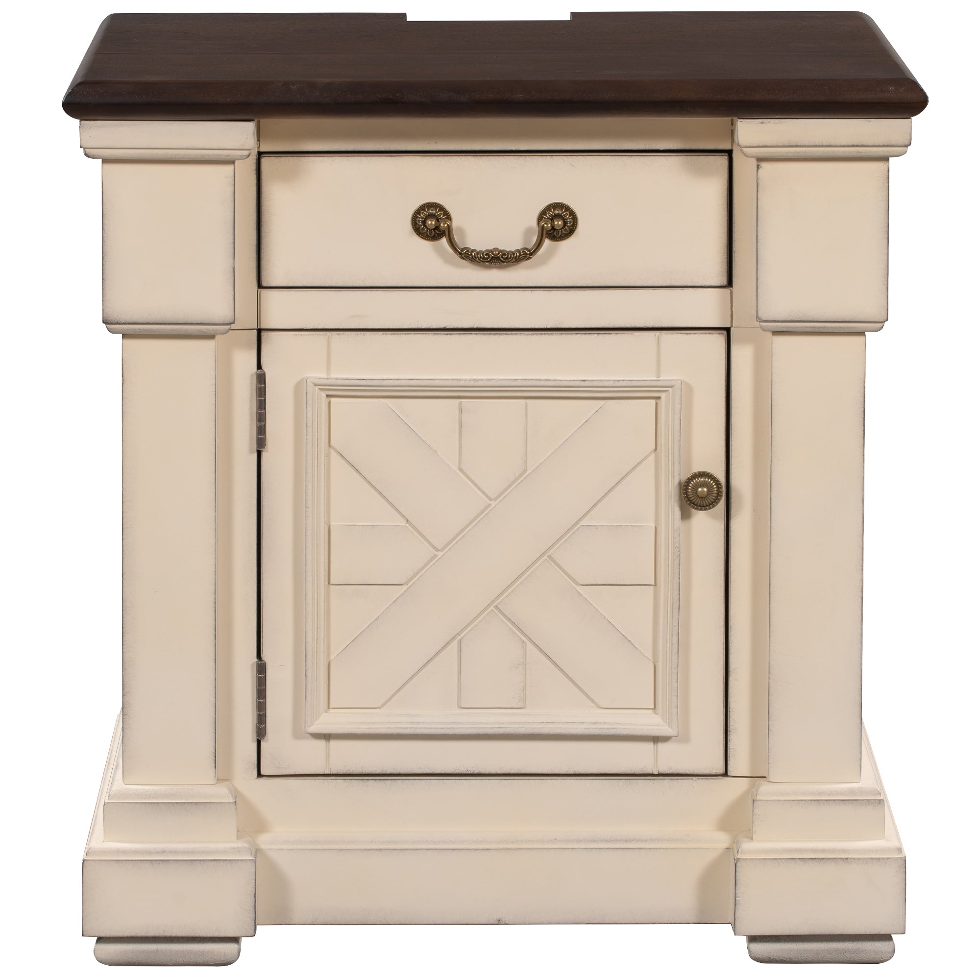 1 Drawer Wood Nightstand with USB Ports