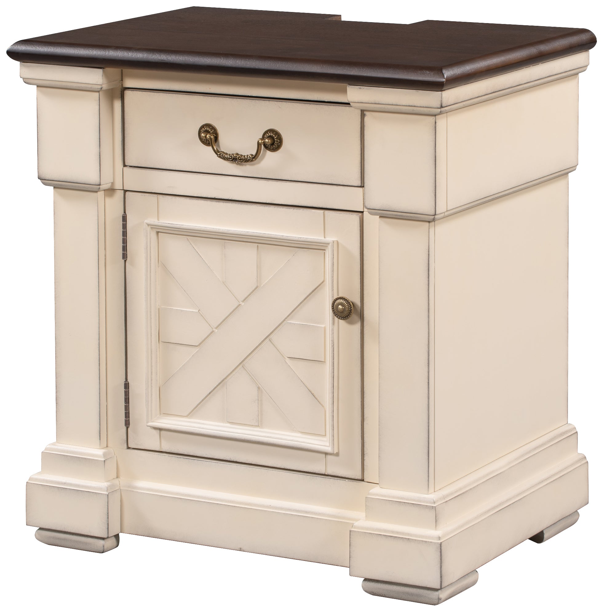 1 Drawer Wood Nightstand with USB Ports