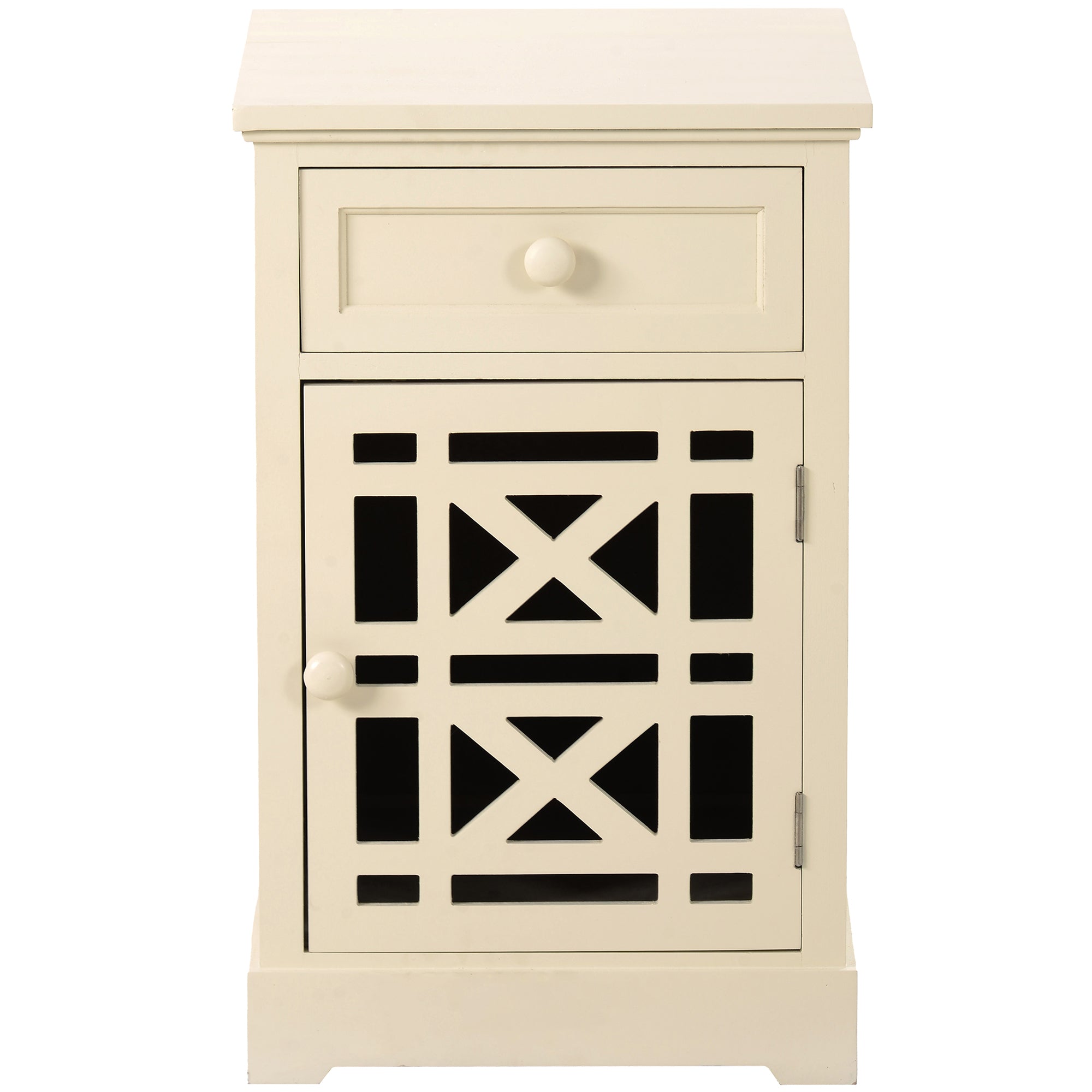 1-Drawer Solid Wood End Table with USB Port