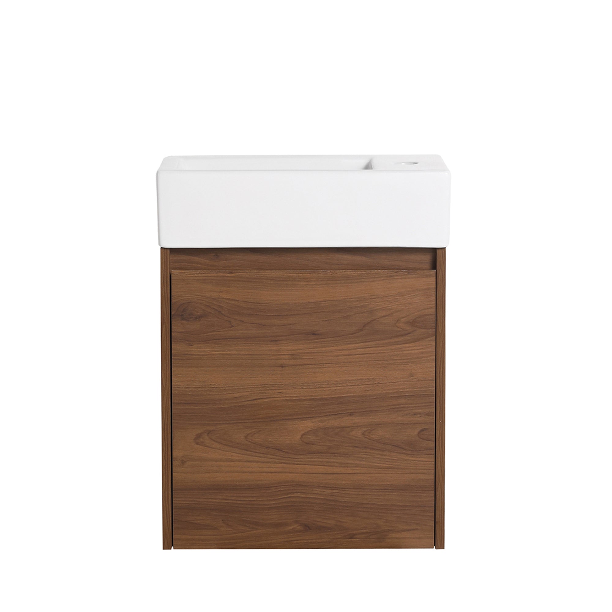 18 in. Plywood Wall Mounted Bathroom Vanity Set in Brown Ebony with Integrated Ceramic Sink
