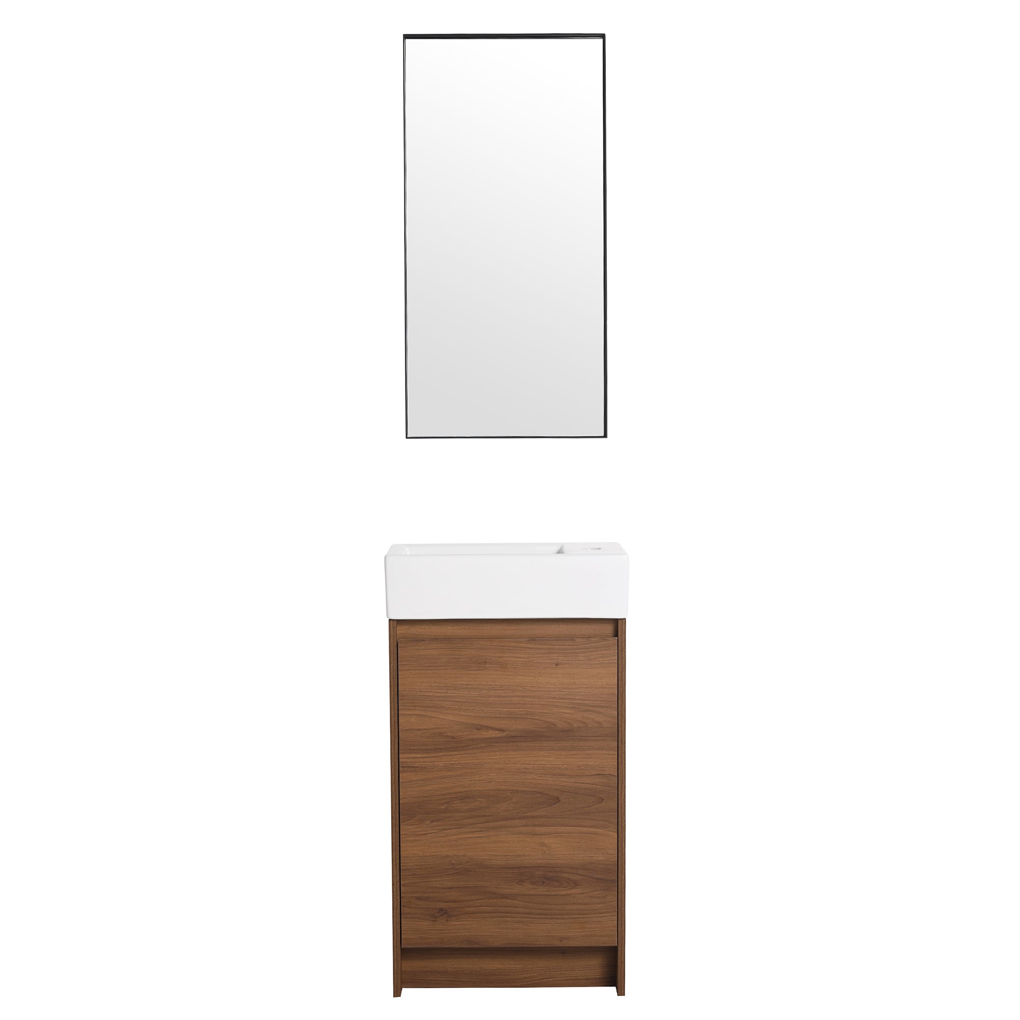 18 in. Plywood Freestanding Bathroom Vanity Set in Brown Ebony with Integrated Ceramic Sink