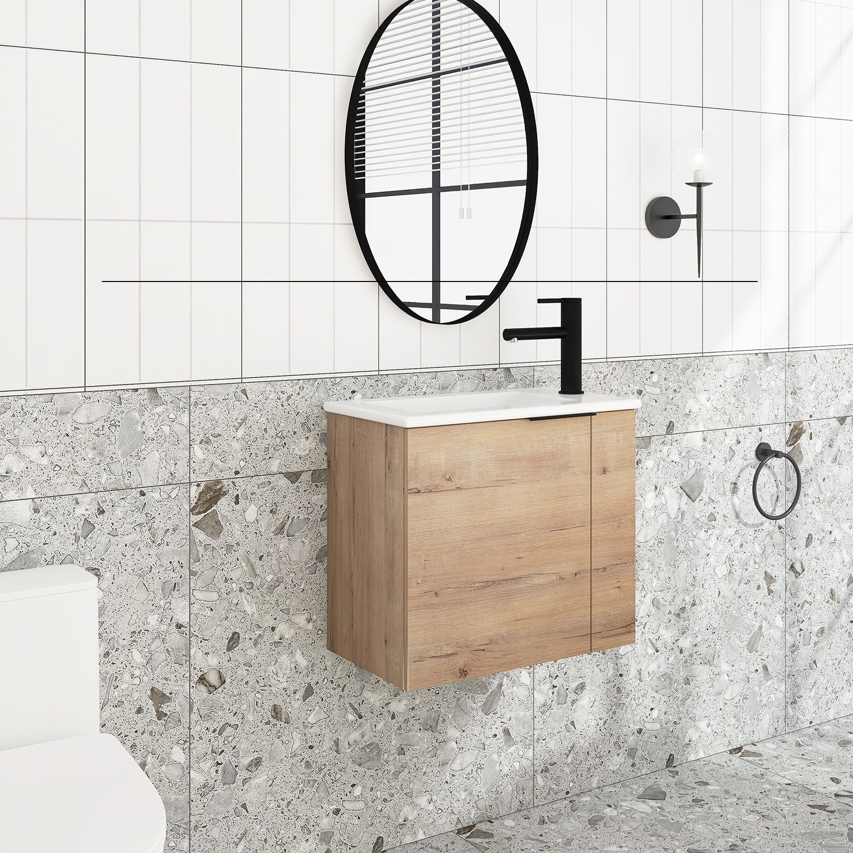 Staykiwi Floating Bathroom Vanity with Sink Set 22 Inch, Single Sink Wall-Mounted Bathroom Vanity with Soft Close Door