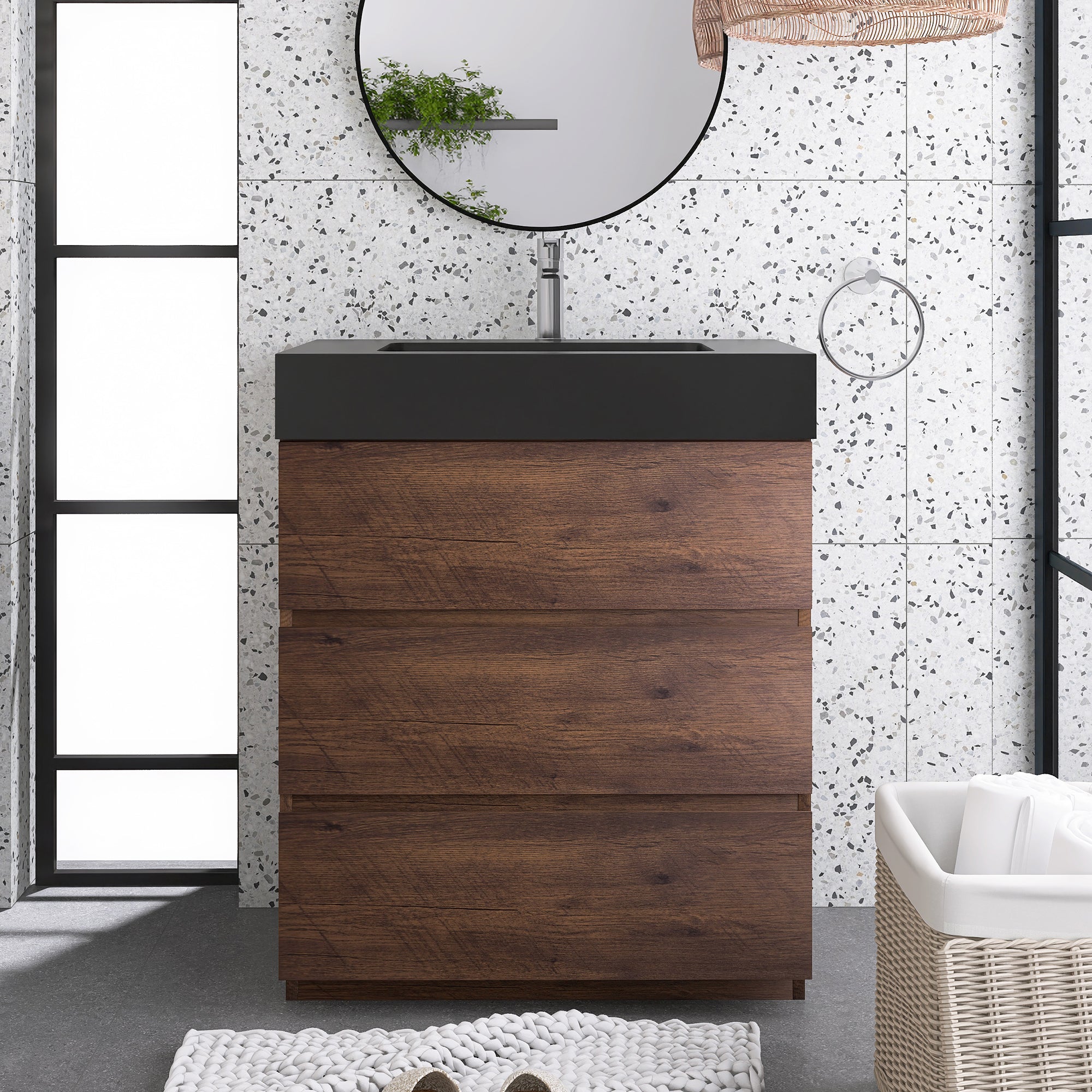 Staykiwi Freestanding Bathroom Vanity Set with Integrated Solid Surface Sink