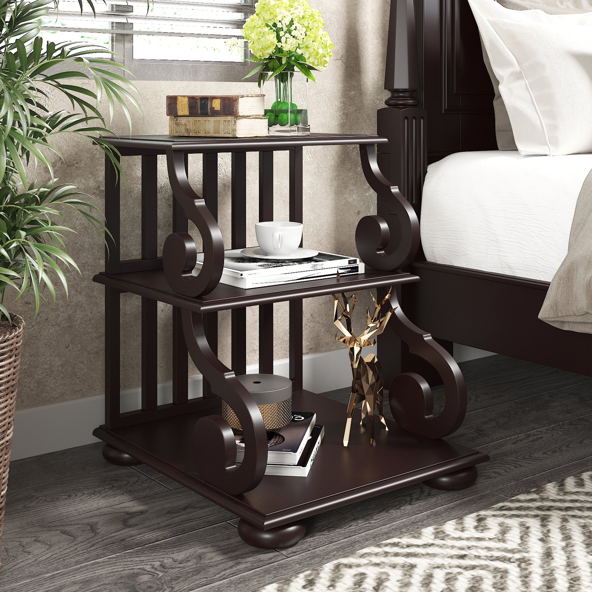 Solid Wood End Table with Elegant Legs