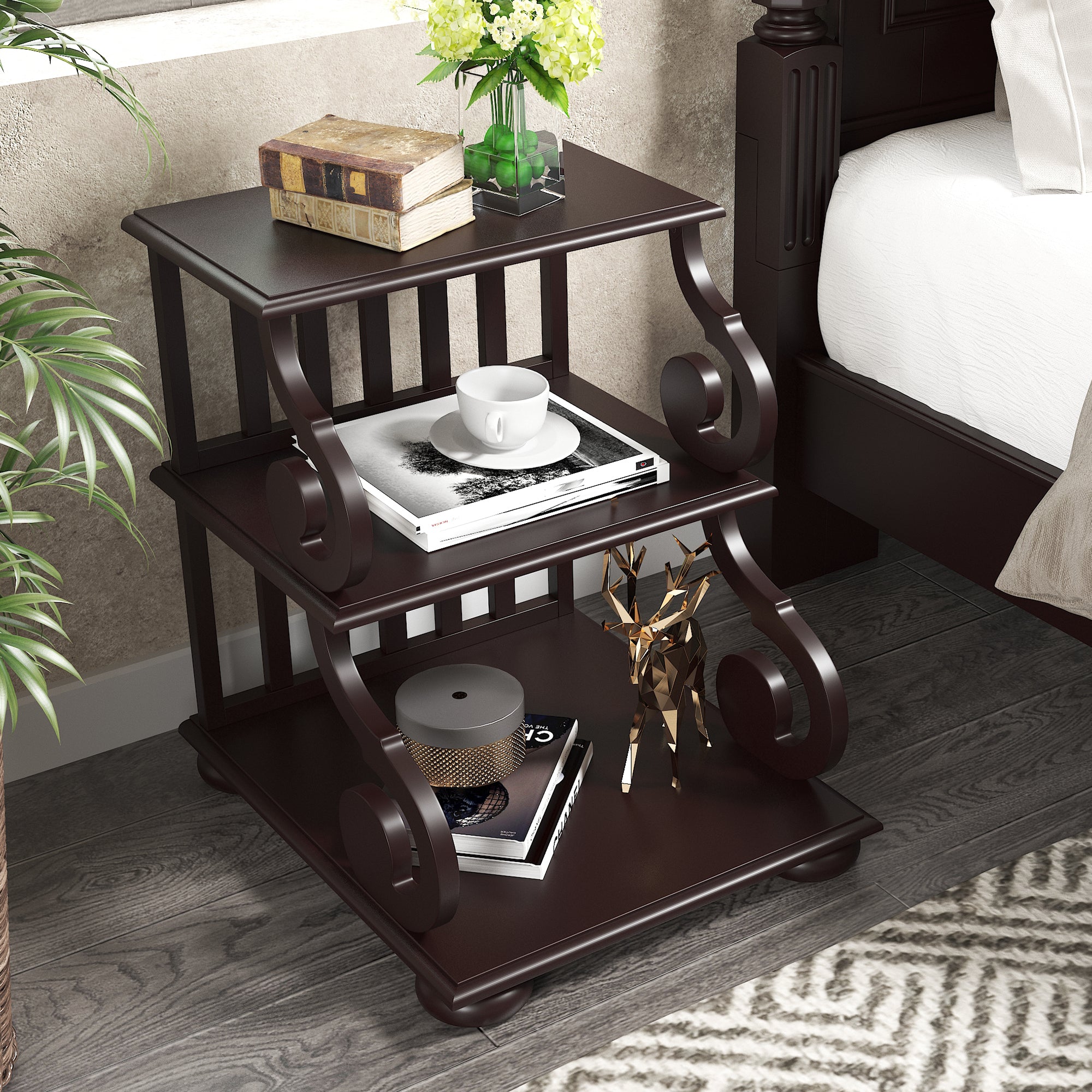 Solid Wood End Table with Elegant Legs